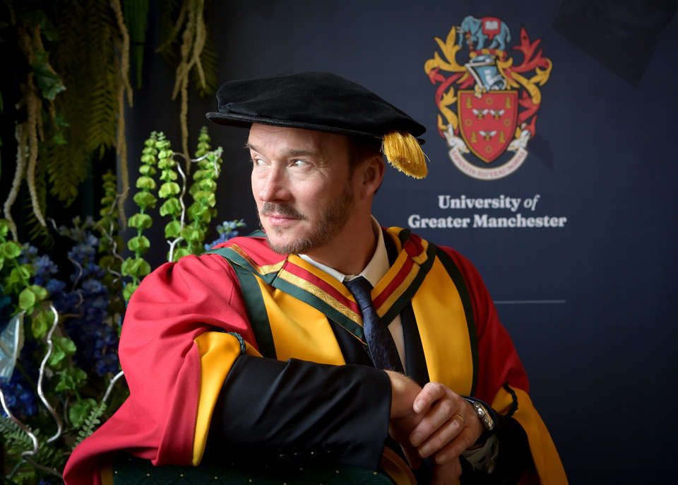 World-renowned tenor Russell Watson sings to students as he is awarded honorary degree by University of Greater Manchester