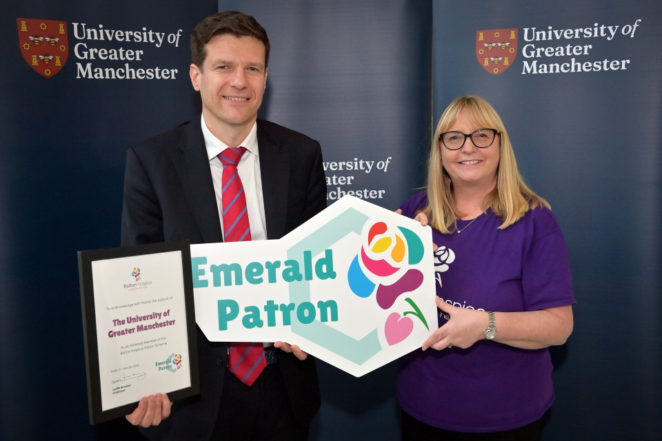 University of Greater Manchester becomes Bolton Hospice Emerald patron