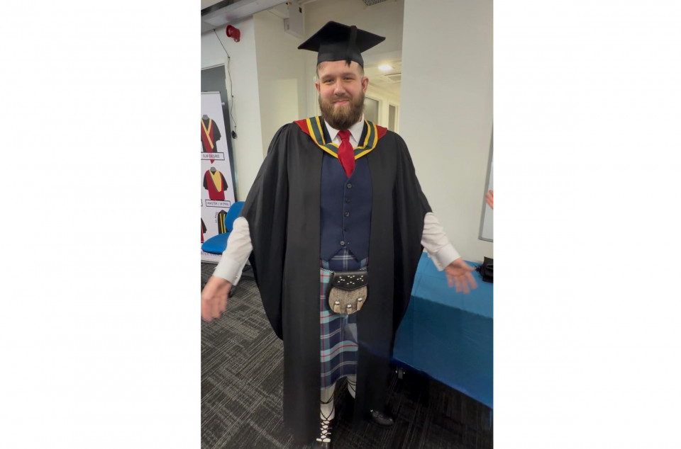 Motorsport graduate honours Scottish heritage with charity tartan
